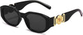 BUTABY Rectangle Sunglasses for Women Retro Driving Glasses 90’s Vintage Fashion Irregular Frame UV400 Protection