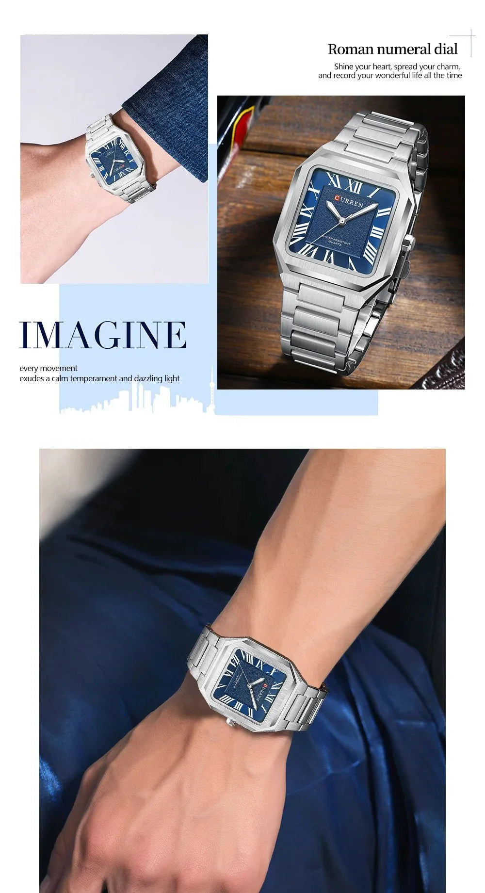 Curren M8482 Blue Dial Silver Stainless Steel Analog Men's Watch
